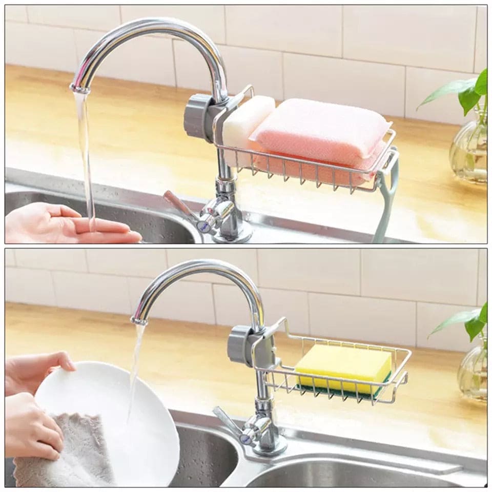 Faucet Drain Rack, Stainless Steel Sponge Storage Rack, Sink Item Storage Basket, Soap Holder Hanging Rack, Kitchen Storage Shelf Sponge Dish Cloth Finishing Rack Faucet Drain Rack, Stainless Steel Sponge Storage Rack, Sink Item Storage Basket, Soap Holder Hanging Rack, Kitchen Storage Shelf Sponge Dish Cloth Finishing Rack